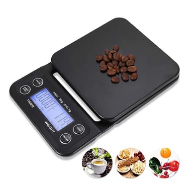 Digital kjøkkenvekt / kaffevekt 3 kg/0.1g Svart Sort
