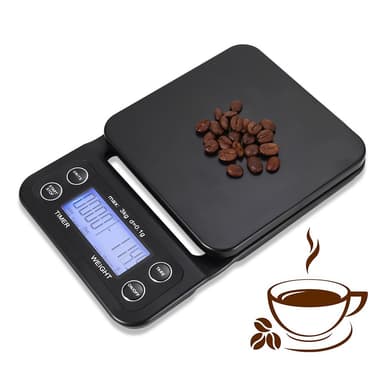 Digital kjøkkenvekt / kaffevekt 3 kg/0.1g Svart Sort