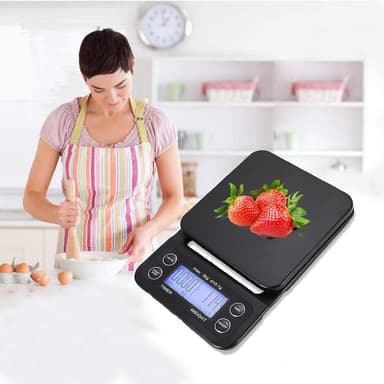 Digital kjøkkenvekt / kaffevekt 3 kg/0.1g Svart Sort