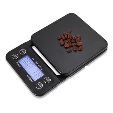 Digital kjøkkenvekt / kaffevekt 3 kg/0.1g Svart Sort