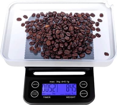 Digital kjøkkenvekt / kaffevekt 3 kg/0.1g Svart Sort