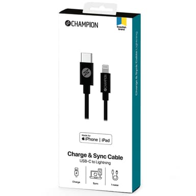 USB-C til Lightning-kabel 1m Sort
