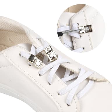 Elastisk No Tie sko lisser for joggesko, magnetiske sko strenger Hvit