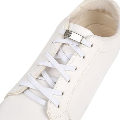 Elastisk No Tie sko lisser for joggesko, magnetiske sko strenger Hvit