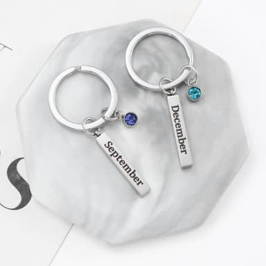 Birthstone nøkkelring - rustfritt stål Birthstone nøkkelring september