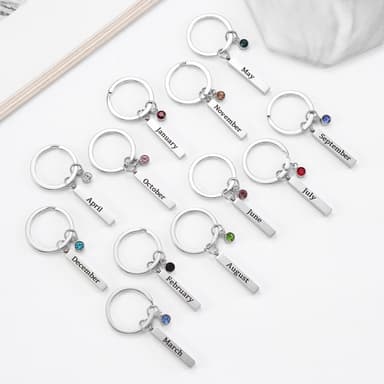 Birthstone nøkkelring - rustfritt stål Birthstone nøkkelring september