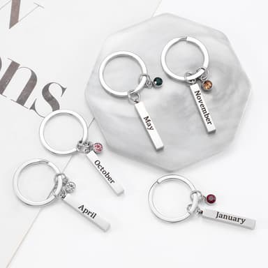 Birthstone nøkkelring - rustfritt stål Birthstone nøkkelring september