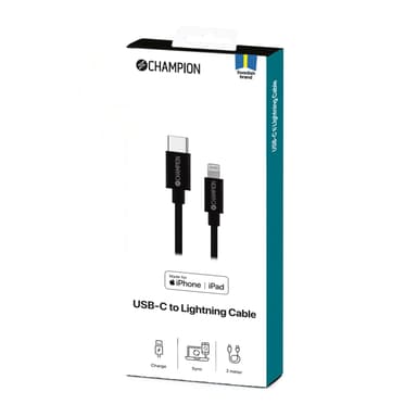 USB-C til Lightning-kabel 2m Sort