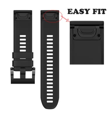 Armbånd til Garmin klokker 22 mm Silikon Svart