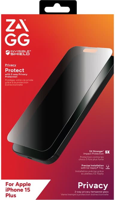 Zagg iPhone 15 Plus Glass Elite Privacy skjermbeskytter