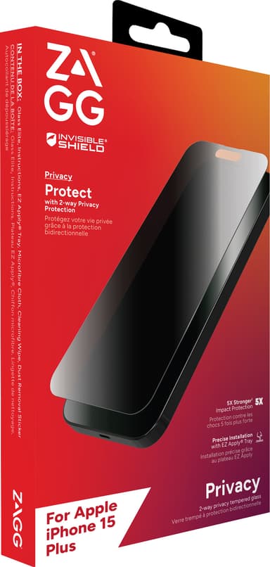 Zagg iPhone 15 Plus Glass Elite Privacy skjermbeskytter