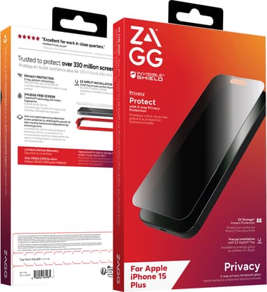 Zagg iPhone 15 Plus Glass Elite Privacy skjermbeskytter