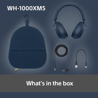 Sony WH-1000XM5 trådløse around-ear hodetelefoner (midnattsblå)
