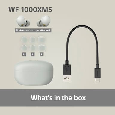Sony WF-1000XM5 helt trådløse in-ear hodetelefoner (sølv)