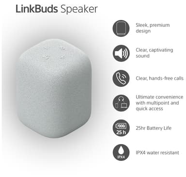 Sony LinkBuds trådløs bærbar høyttaler (lysegrå)