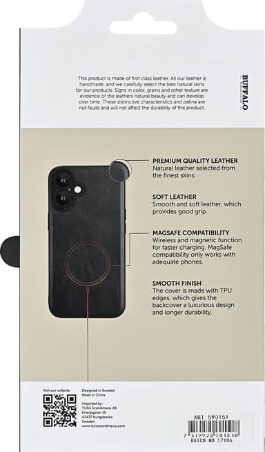 Buffalo MagSeries iPhone 16 deksel (sort)