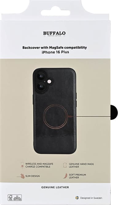 Buffalo MagSeries iPhone 16 Plus deksel (sort)
