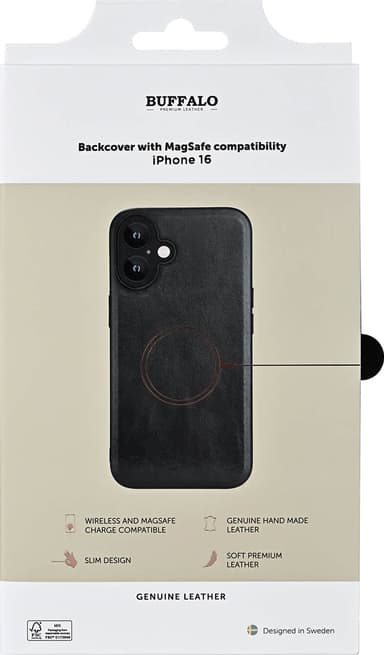 Buffalo MagSeries iPhone 16 deksel (sort)