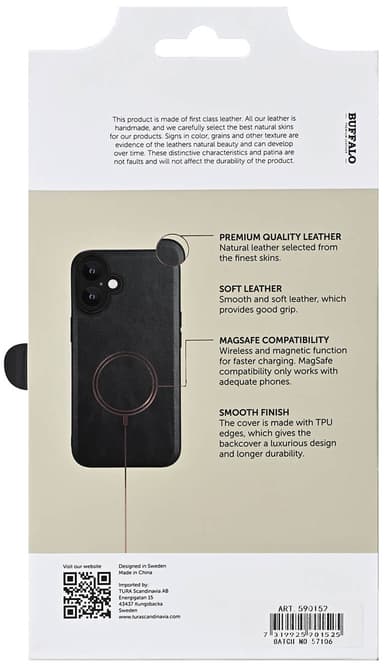 Buffalo MagSeries iPhone 16 Plus deksel (sort)