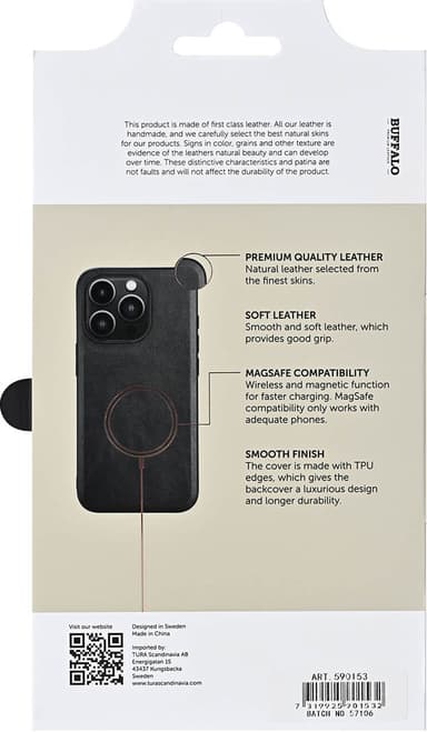 Buffalo MagSeries iPhone 16 Pro deksel (sort)
