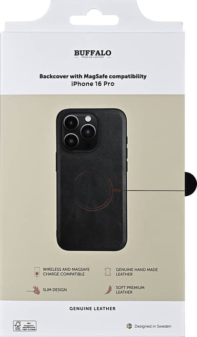 Buffalo MagSeries iPhone 16 Pro deksel (sort)