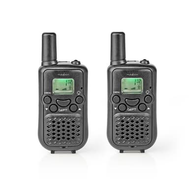 Nedis Walkie-Talkie Set | 2 håndsett | Opp til 5 km | Frekvens kanal: 8 | PTT / VOX | Opp til 2.5 timer | Sort