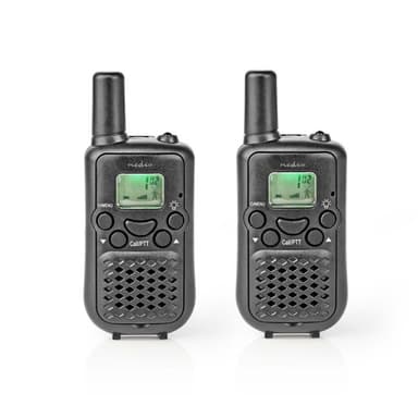 Nedis Walkie-Talkie Set | 2 håndsett | Opp til 5 km | Frekvens kanal: 8 | PTT / VOX | Opp til 2.5 timer | Sort