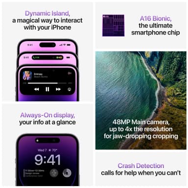 iPhone 14 Pro Max – 5G smarttelefon 128GB Mørk Lilla