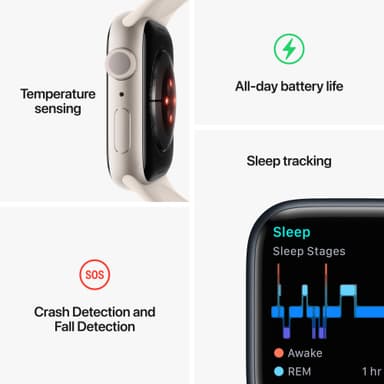 Apple Watch Series 8 41mm GPS (midnatt alu. / midnatt sportsreim)