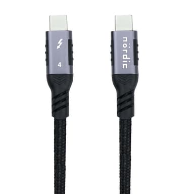 NÖRDIC 50cm Thunderbolt 4 USB-C aktiv kabel 40Gbps 100W lader 8K video kompatibel med USB 4 og Thunderbolt 3