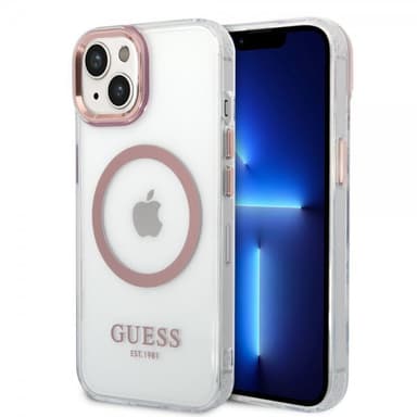 Guess iPhone 14 Plus Deksel Transparent MagSafe Rosa Transparent