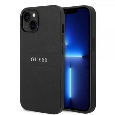 Guess iPhone 14 Plus Deksel Saffiano Metal Logo Stripes Svart