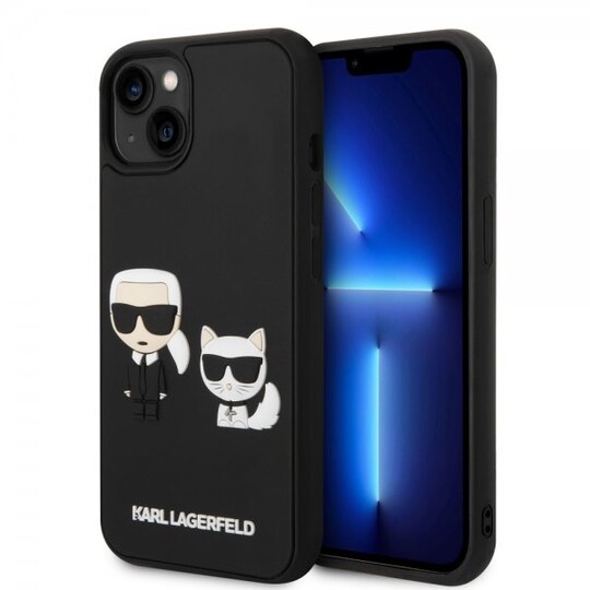 Karl Lagerfeld iPhone 14 Plus Deksel 3D Rubber Karl & Choupette Svart
