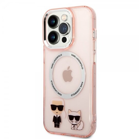 Karl Lagerfeld iPhone 14 Pro Deksel Karl & Choupette MagSafe Rosa