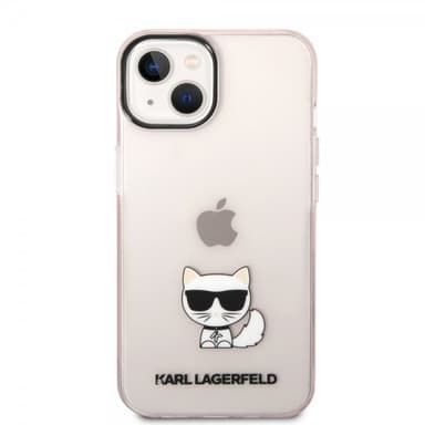 Karl Lagerfeld iPhone 14 Deksel Printed Choupette Transparent Rosa