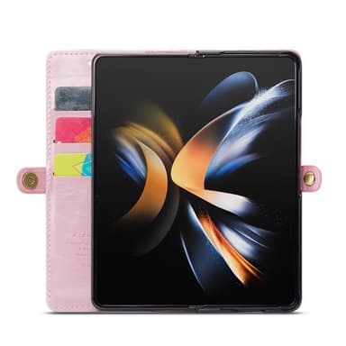 Mobil lommebok 3-korts ekte lær Samsung Galaxy Z Fold 4 - Lyserosa