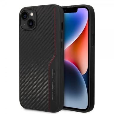 AMG iPhone 14 Plus Deksel Carbon Effect Stamped Logo Svart