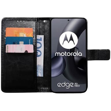 Mobil lommebok 3-kort Motorola Edge 30 Neo - Sort