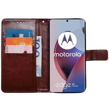 Mobil lommebok 3-kort Motorola Edge 30 Fusion - Brun