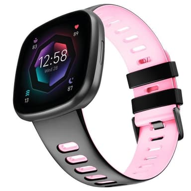 Twin Sport armbånd Fitbit Sense 2 - Svart/rosa