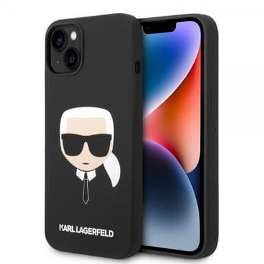 Karl Lagerfeld iPhone 14 Plus Deksel Liquid Silicone Karl MagSafe Svart