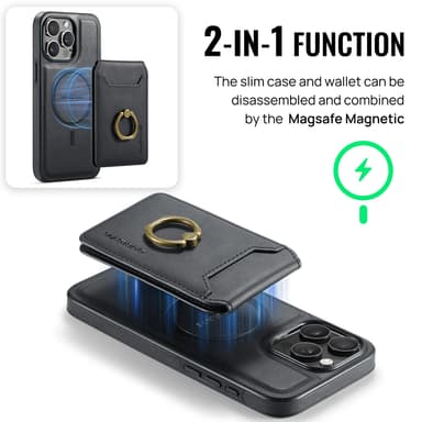 K1 Magnetic Wireless Charging Telefonveske til iPhone 16 Pro Max - Svart