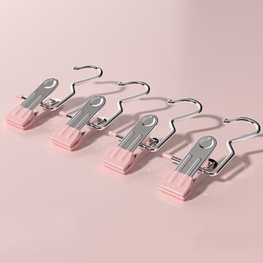 10 stykker rustfritt stål krokklemmer, kles tørkeklemmer Rosa