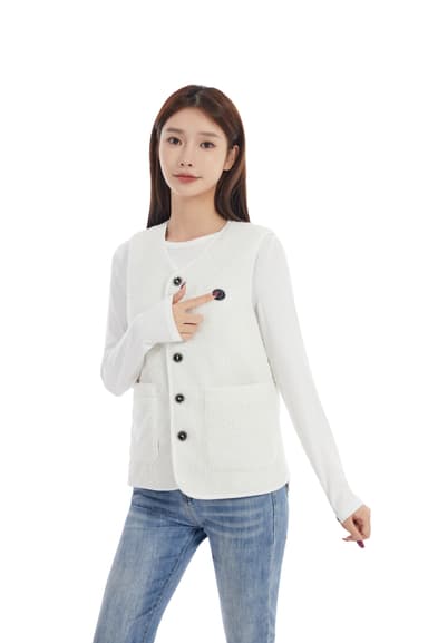 Oppvarmet vest Teddy fleecevest med enkel kontroll, 15 varmesoner Hvit 3XL