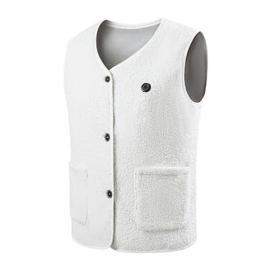 Oppvarmet vest Teddy fleecevest med enkel kontroll, 15 varmesoner Hvit 3XL