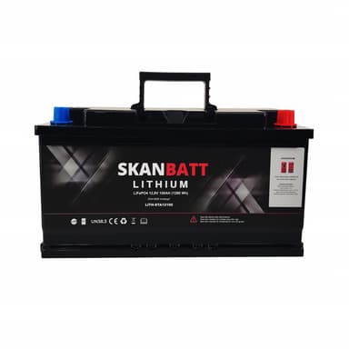 SKANBATT Lithium Start- og forbruksbatteri 12V 100Ah 1500CA - Bluetooth