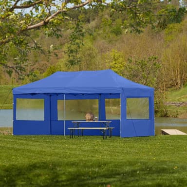 Partytelt, paviljong Viola 3x6m med 4 vegger - blå