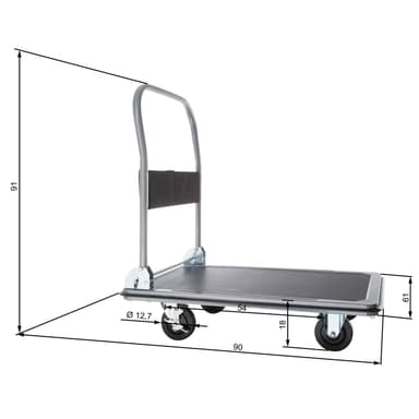 Transportvogn med bremser - svart,300 kg