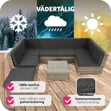 Hagemøbel sofagruppe poly rotting Venezia - natur