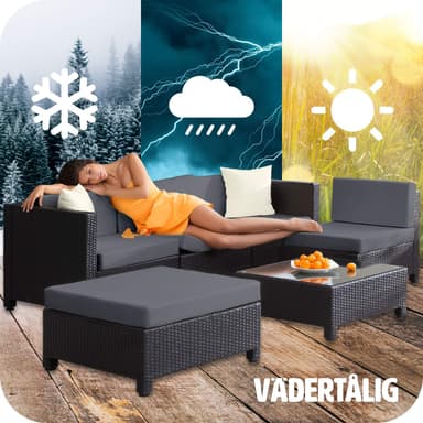 Hagemøbel sofagruppe poly rotting - svart